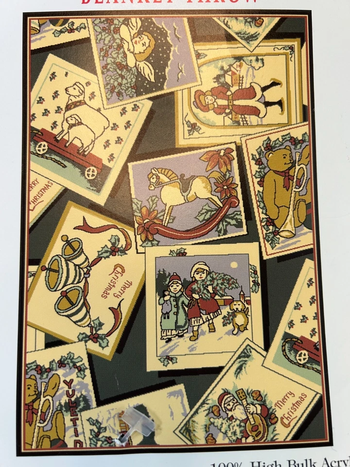 复古 Northwest Company 圣诞假日毯 50"x 60" 流苏边缘 — 第 2/4 张图片