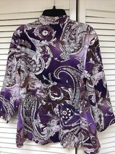 Chico's Additions, Sz 1 Medium Bolero Style Wrap 3/4 Slv, Purples, EUC 
