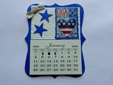PATRIOTIC USA HEART STARS 2026 MINI MAGNETIC MOON CALENDAR TEAR OFF PAGES