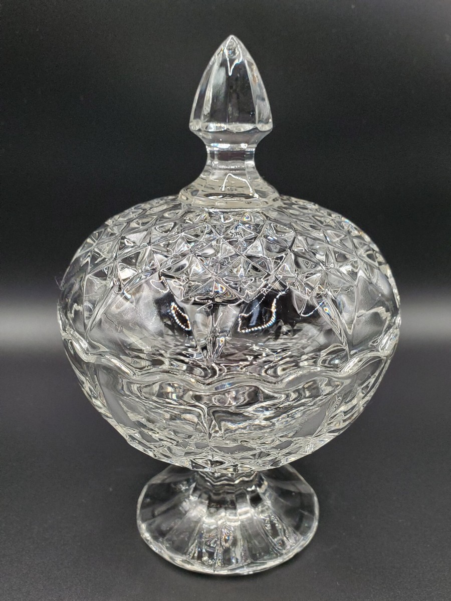Kristal Zajecar Yugoslavia Vintage Pedestal Crystal Dish with Lid