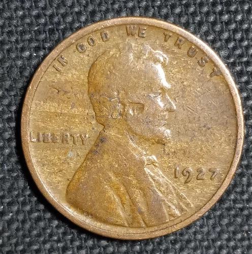 1927 P Lincoln Wheat Cent Improper Alloy Mix Obverse & Reverse See Description