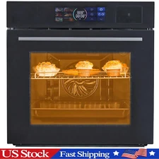 24" Electric Single Wall Oven 2.5Cu.Ft 3000W Single Wall Ovens & 8 Cooking Modes