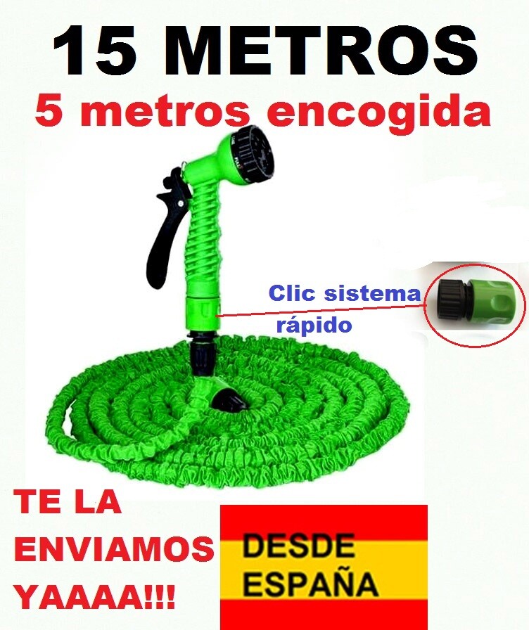 MANGUERA RIEGO AGUA EXTENSIBLE MAGIC HOSE 15 METROS 100% DESDE ESPAÑA