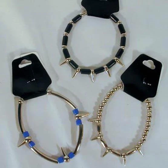 overstock SALE 12 ASST DESIGNS METAL BRACELETS WITH SPIKES new men