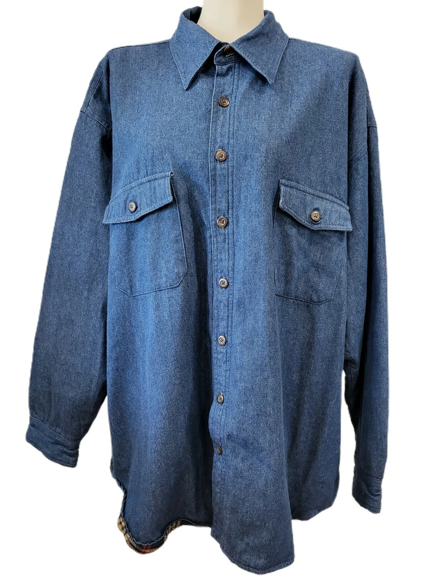 Harbor Bay Unisex Size 2XL Denim Shirt Jacket Lined For Warmth