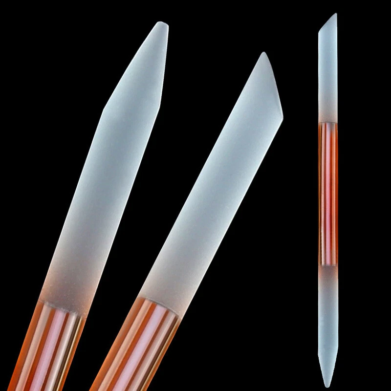 Glass Manicure Pedicure Cuticle Pusher Remover Nail file Buffer Scrubs Stick - Image 2 of 4