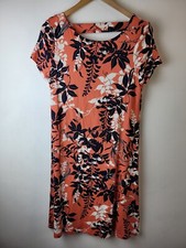 M&S Collection Women Size 8 Pink Floral Stretch Jersey T-shirt Dress Casual