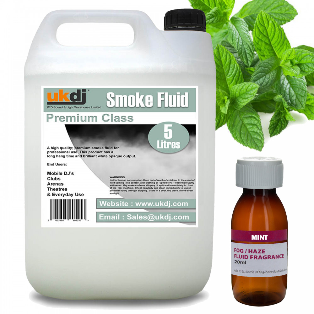 UKDJ Smoke Fluid 5L HQ Professional Fog Liquid Scented 20ml Mint Fragrance