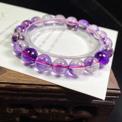 10.6mm Natural Brazil Super Seven 7 Melody Amethyst Crystal Round Beads Bracelet