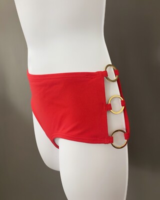 Michael Kors Red Two Piece Bikini Swimsuit Gold Rings and