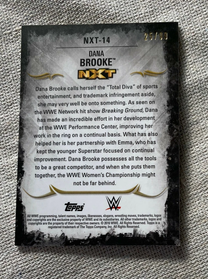 DANA BROOKE /99 2016 WWE Topps Undisputed Bronze Parallel Base NXT Card  - Image 2 of 2