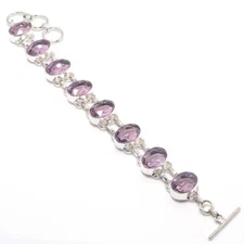 Pink Kunzite Gemstone Handmade 925 Sterling Silver Jewelry Bracelet Sz 7-8"