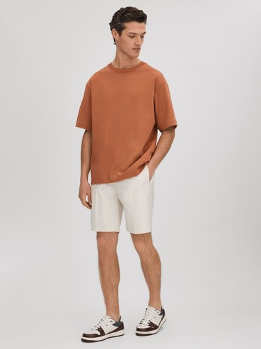 $145 REISS Sussex Relaxed Drawstring Shorts | White | 34 - Picture 5 of 9