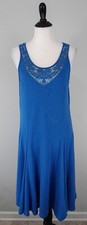 Ralph Lauren Blue Lace Floral Sleeveless Cotton Long Dress Size Large