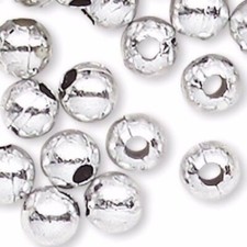 Metallic Silver 4mm Round Acrylic Beads w/ 1.1-1.2mm Hole 100 Grams 3400-3600