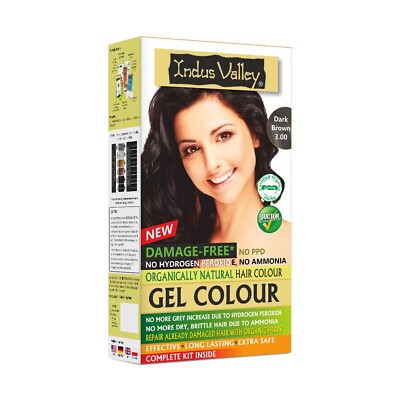 INDUS VALLEY Natural Gel Hair Colour Ammonia & PPD Free 100% Organic Dark Brown