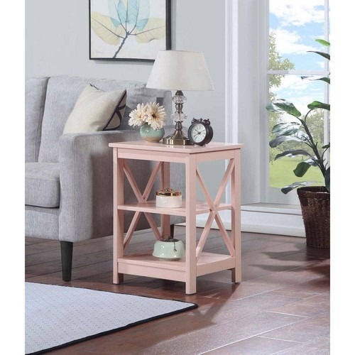 Convenience Concepts End Tbale 15.75" W, Standard Square MDF Top Pink W/ Shelves - Picture 6 of 6