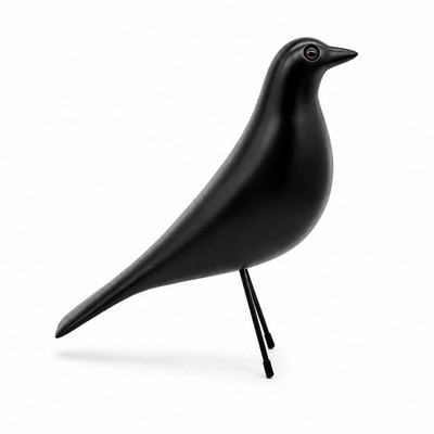 Mid-Century House Bird Decor Sculpture - Black Resin