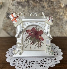 Pressed Flower Artwork Hanging Christmas Ornament/Picture Frame  - by June Moyer