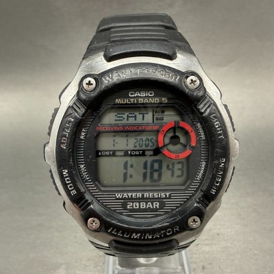 Casio Waveceptor Watch Men 48mm Digital Black Silver Alarm Chrono WV-M200 READ!!