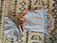 Gymboree 18-24 Months Blue Pink Striped Ruffle Swim seahorse Print  Sun Hat