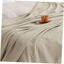 Cozy Waffle Weave Blanket King Size, Ultra Soft King 104x90" Natural