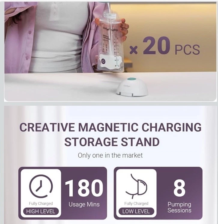 Extractor de leche portátil con calefacción para bebé Comfyer manos libres modelo: W2 Foto 3 de 4