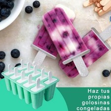 Ice Cream Mould 10 Grids Food Grade Silicone Non Stick Green Ice Lolly Maker E