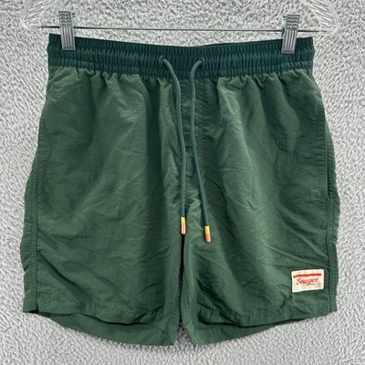 Seager Shorts Mens Small S Green Nylon Swim Beach Pool Pull On Surf Board Shorts