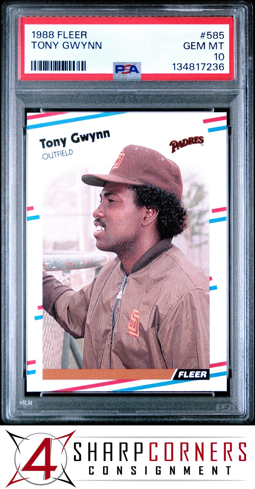 1988 FLEER #585 TONY GWYNN PADRES HOF PSA 10