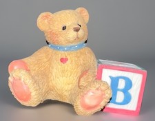 Vintage 1995 Cherished Teddies Alphabet Block  B  Bear Figurine