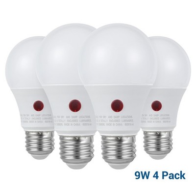 Dusk to Dawn Light Bulbs 4 Pack 5000K Daylight 9W 60W Equivalent E26 Outdoor UL