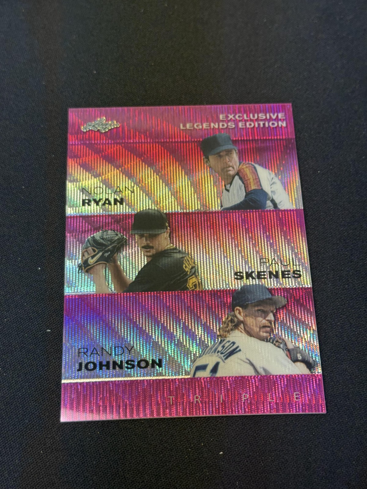 Nolan Ryan / Paul Skenes / Randy Johnson 2024 Leaf Metal Trio Pink /10 RC