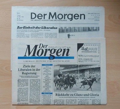 Der Morgen - last old & 1st new edition of the GDR FDP & LPD - 30./31. March 1990