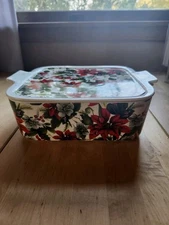 Grace’s Pantry Square Casserole Dish Poinsettia Holiday Christmas Baking Dish