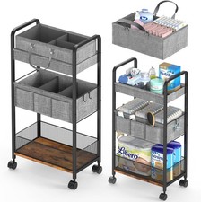 2-in-1 Baby Diaper Caddy  3-Tier Rolling Cart, Mobile Nursery Organizer Cart