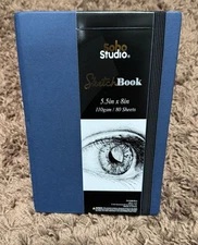 Soho Studio Blue Sketchbook 5.5”x8” – 80 Blank Sheets for Drawing & Sketching