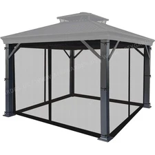10-ft x 12-ft Gazebo Mosquito Screen Netting Weather-resistant Black