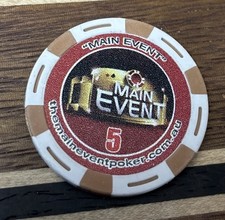 888 Poker League Main Event $5  Casino Poker Gaming Chip