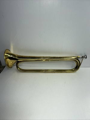 #ad Brass amp; Copper Bugle Instrument Made In India. Dented But Working Great Starter $19.00