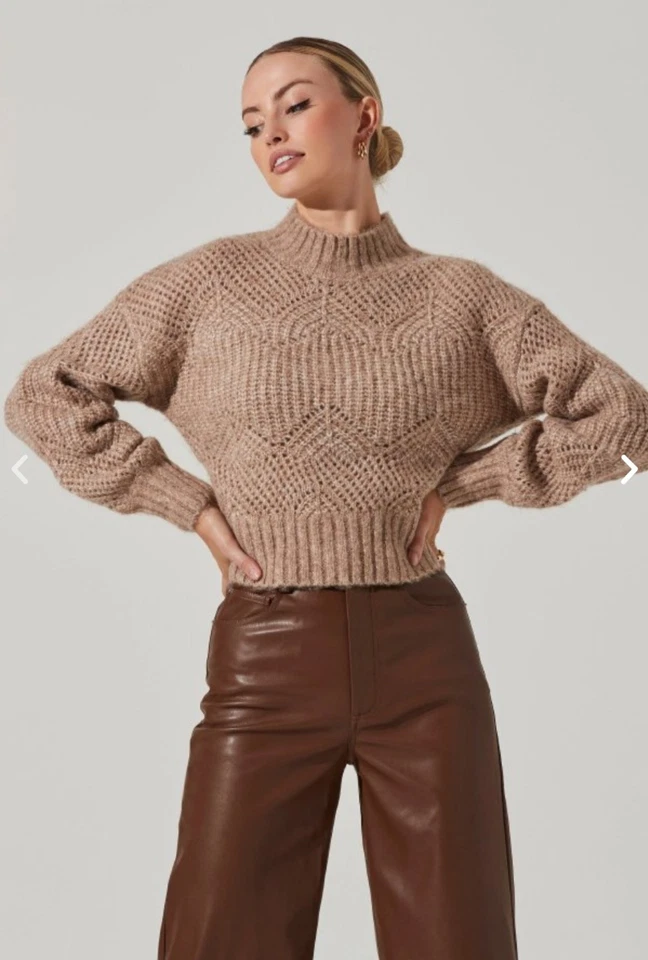 Anthropologie By Astr The Label Serenity Mock Neck Swaeter бежевый размер L - Изображение 4 из 4