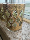 Vtg Set Of 3 Culver Valencia 22kt Gold Green Filigree Lowball Glasses  — photo 2
