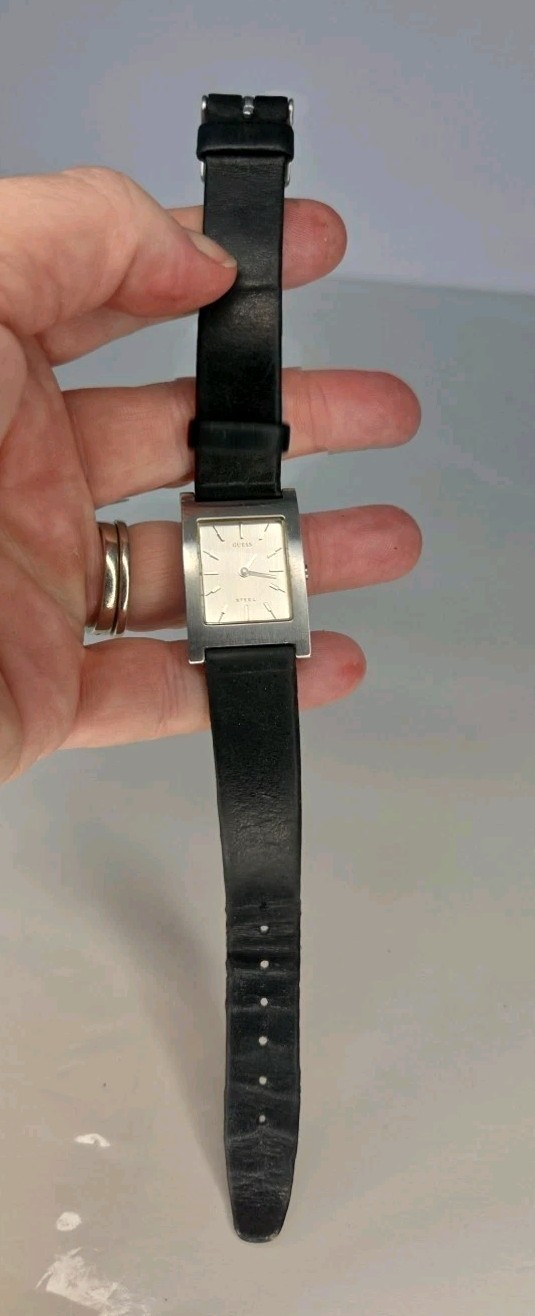 GUESS Steel rectangular face silvertone water res… - image 3