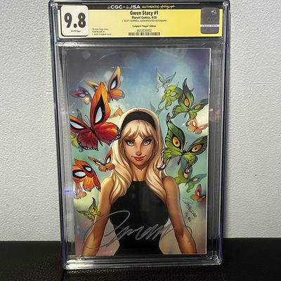 #ad Gwen Stacy 1 Campbell Virgin Variant Ltd To 3000 J Scott Campbell JSA CGC 9.8 $200.00