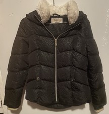 Michael Kors Puffer Coat Jacket Black Pink MK Monogram Youth Girls 10-12