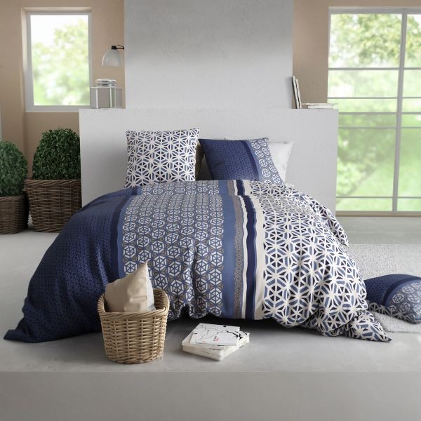 Parure de lit 240x260 cm Mil en pur coton 57 fils pour lit deux personnes