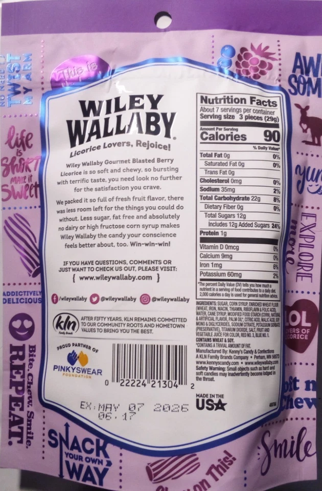 Regaliz suave estilo australiano con bayas chorro Wiley Wallaby de 3 bolsas 7,05 OZ ENVÍO GRATIS Foto 2 de 4