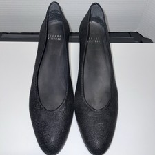 Vintage Stuart Weitzman Black Lizard Embossed Leather Block Heel W: US 8.5 EU 39