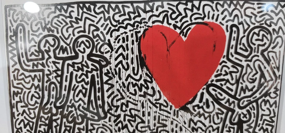 Impresión de libro Keith Herring 1982 "Sin título" en marco negro con biselado blanco mate Foto 3 de 4