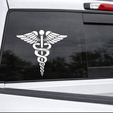 Caduceus Medical Symbol Car Window Decal Doctor Nurse EMT Vinyl Sticker 6  wide